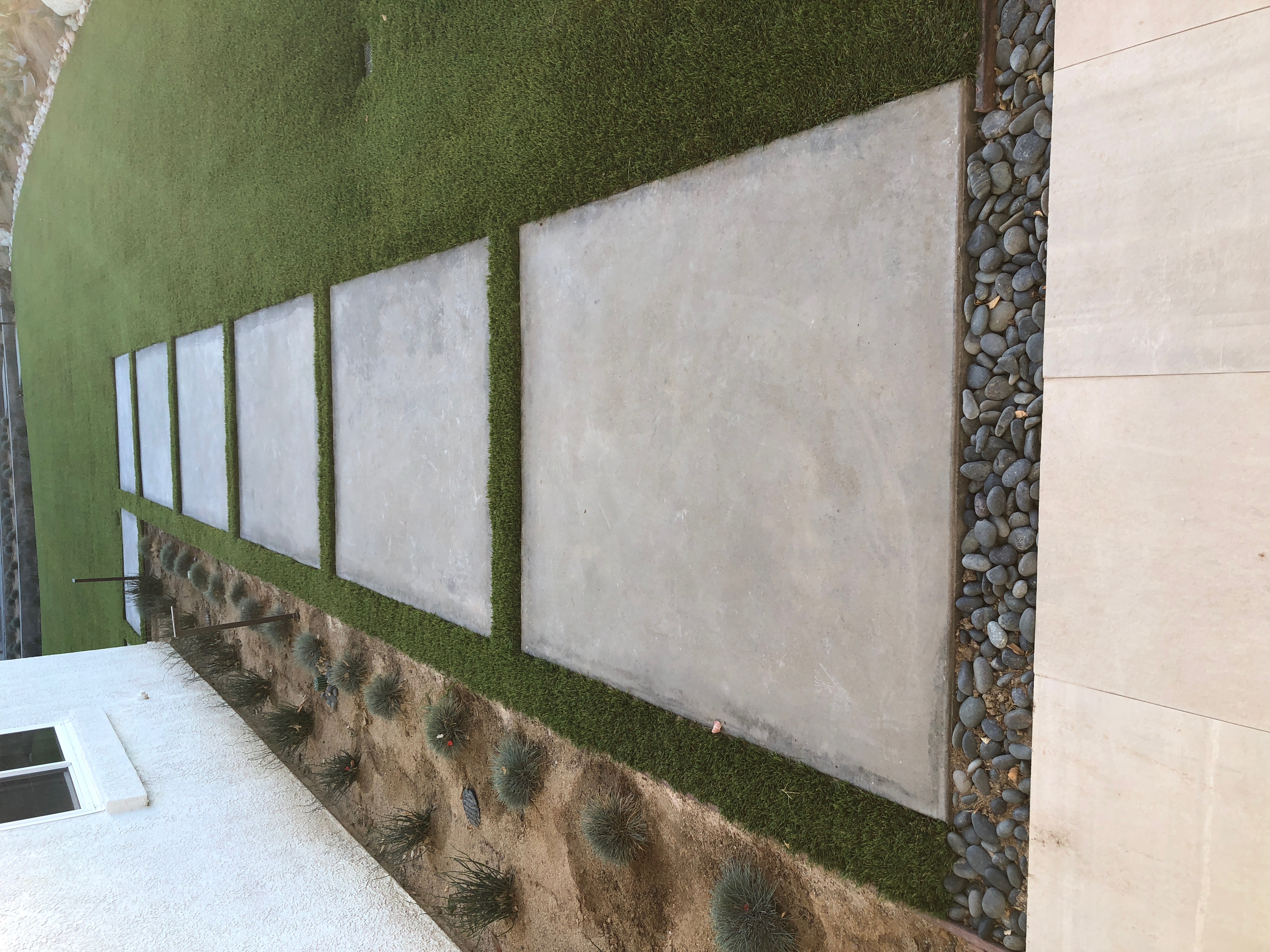 Pavers and stone walkway with turf strips - Green Forever Turf Texas